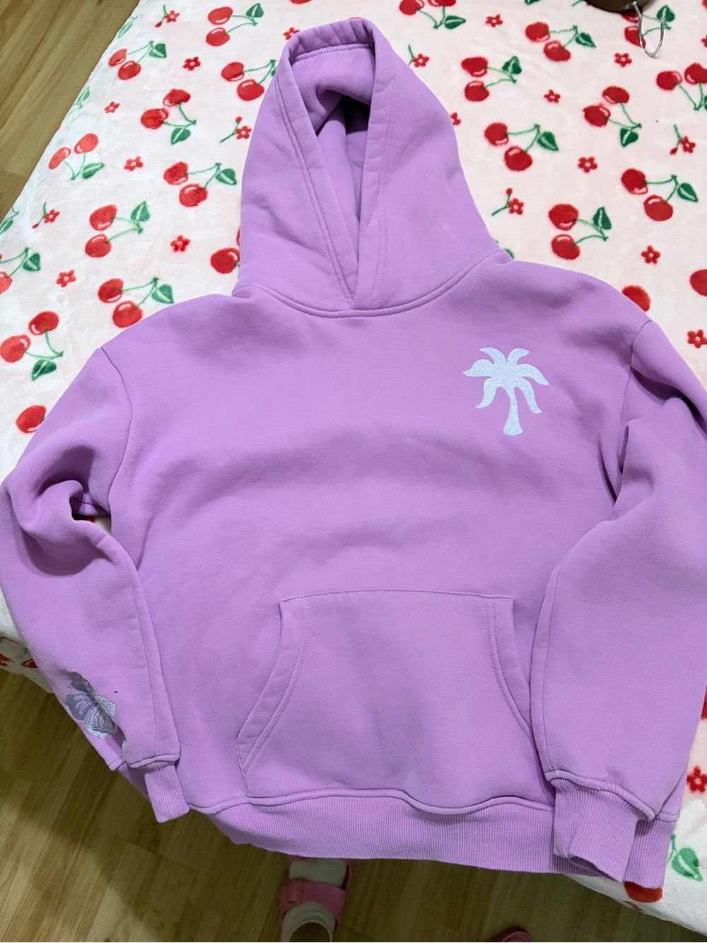 Purple pink palm puff hoodie